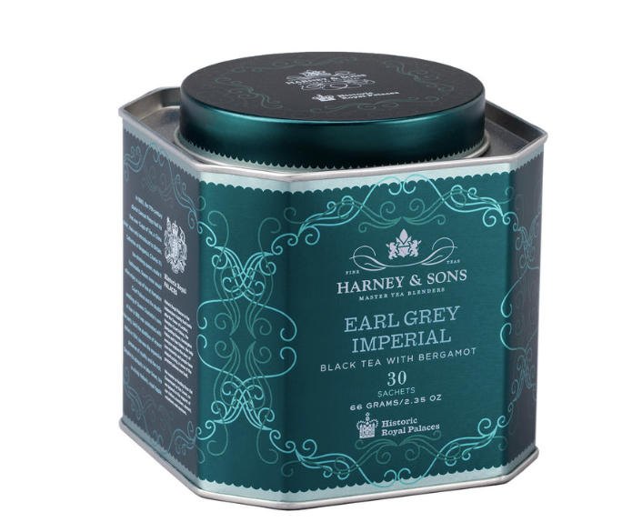 A tin of Harney and Sons Earl Grey Imperial