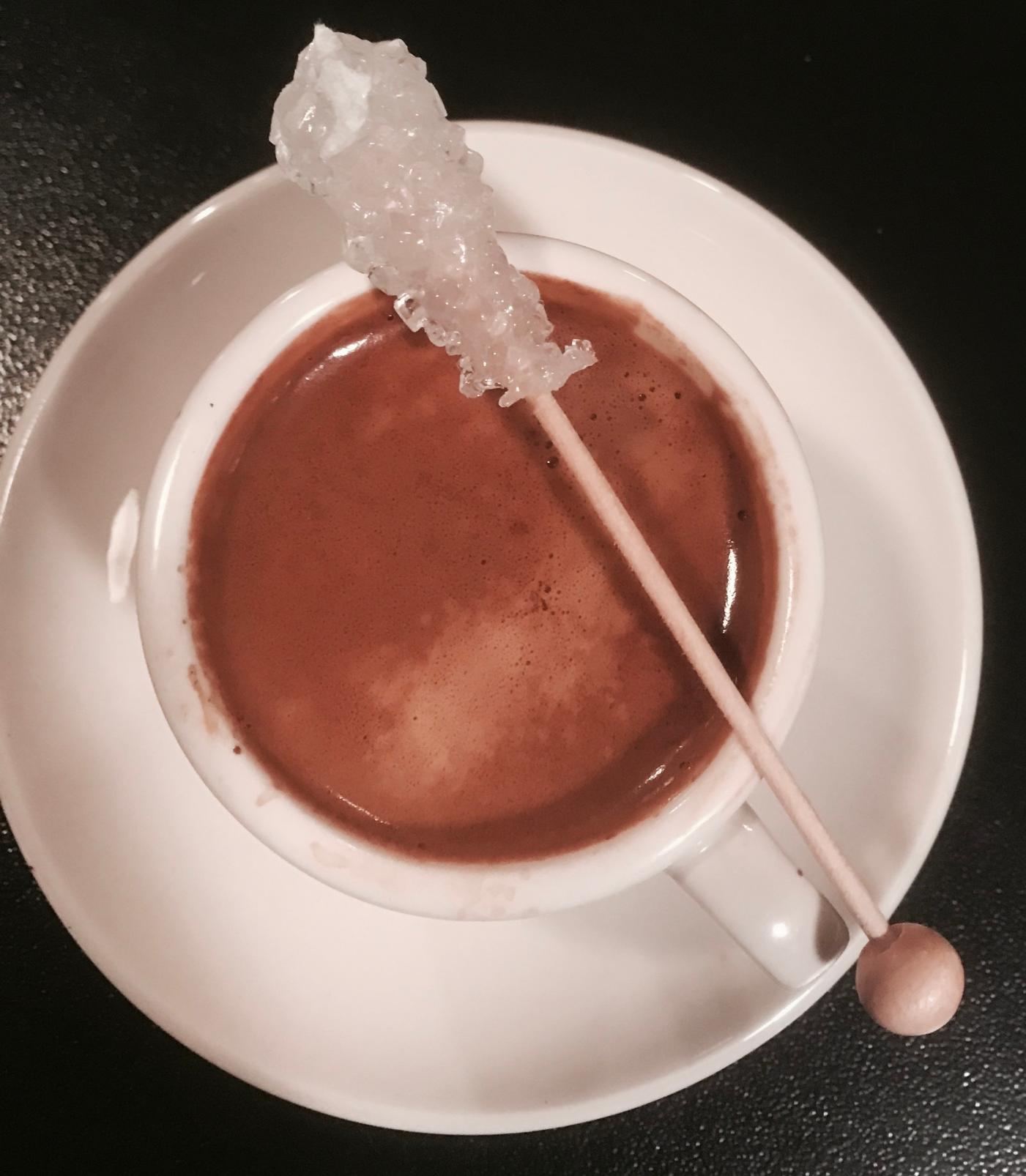 A shot of espresso from The Nook with a rock candy stick