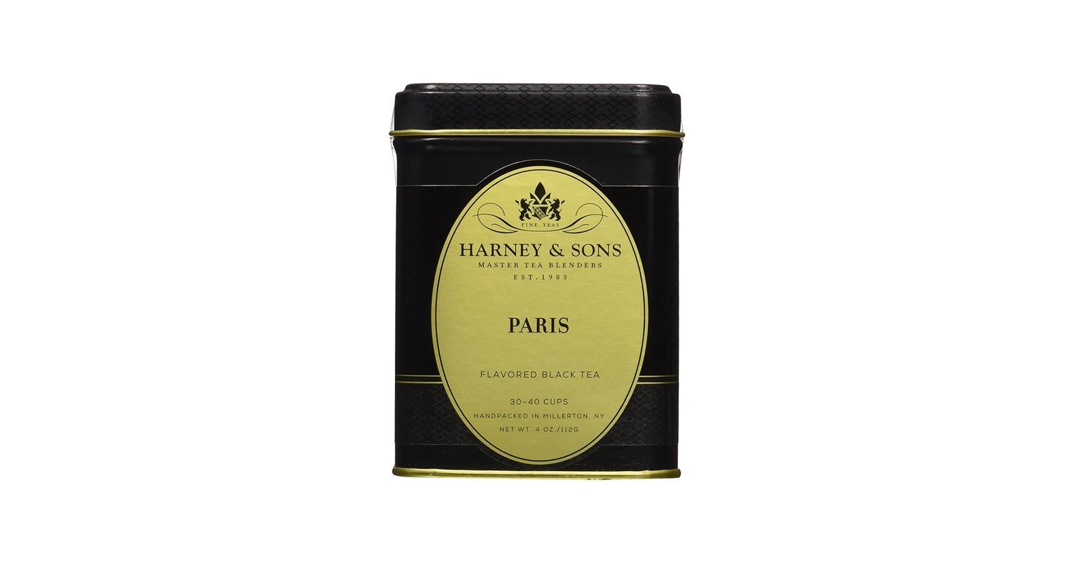 A tin of Harney and Sons Paris tea