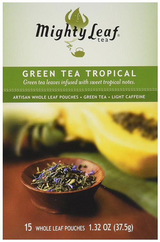 A box of Mighty Leaf Green Tea Tropical