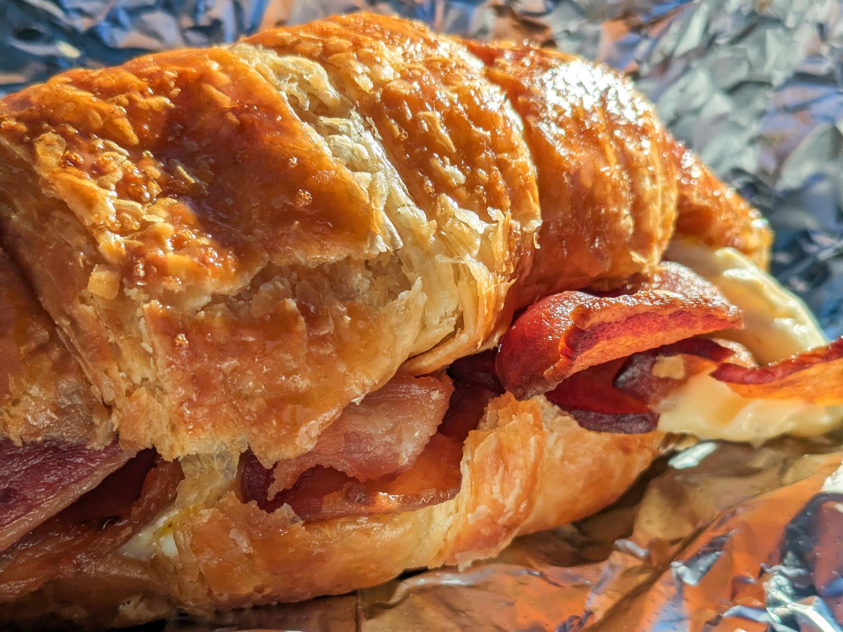Croissant LVLUP with bacon, egg, and cheese