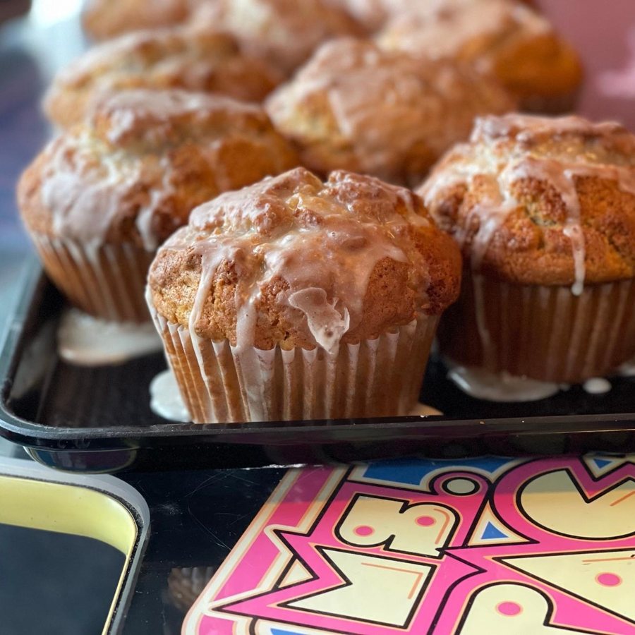 Glazed muffins on a tray at The Nook